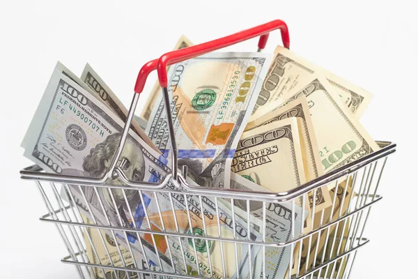 Dolarů v nákupní košík — Stock fotografie