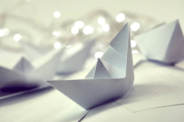 Barcos Origami Papel Conceito Negócio — Fotografia de Stock