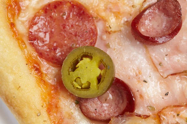 Heta Välsmakande Pizza Vit Platta — Stockfoto