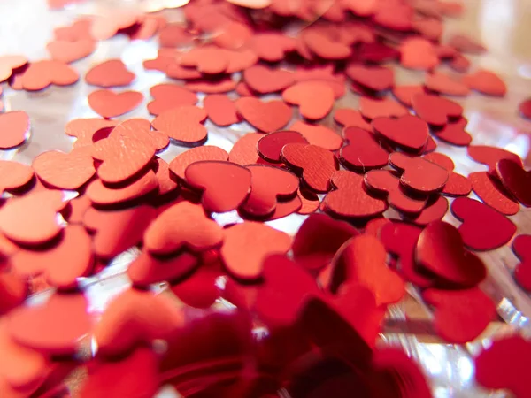 Brillante Corazón Confeti Fondo San Valentín Concepto Día — Foto de Stock