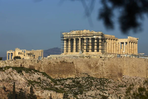 Partenone Nell Acropoli Nella Giornata Sole Atene Grecia — Foto Stock