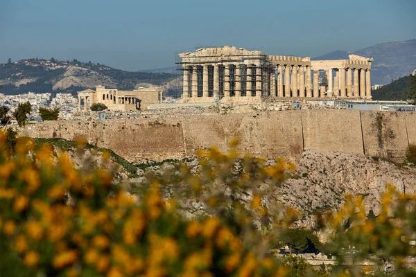 Partenone Nell Acropoli Nella Giornata Sole Atene Grecia — Foto Stock