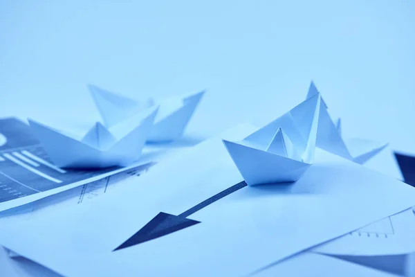 Barcos Origami Papel Conceito Negócio — Fotografia de Stock