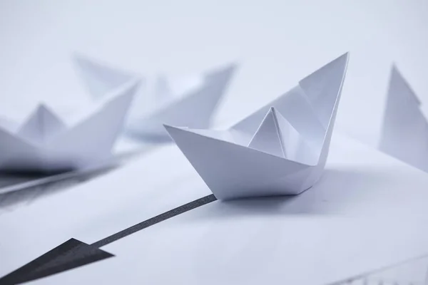 Barcos Origami Papel Conceito Negócio — Fotografia de Stock