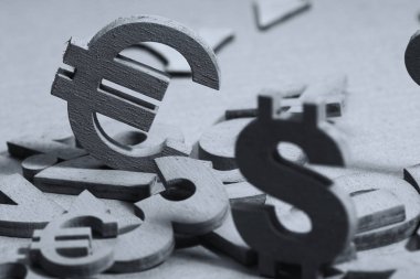 Sayı ve para birimi simgelerini, yakın çekim 