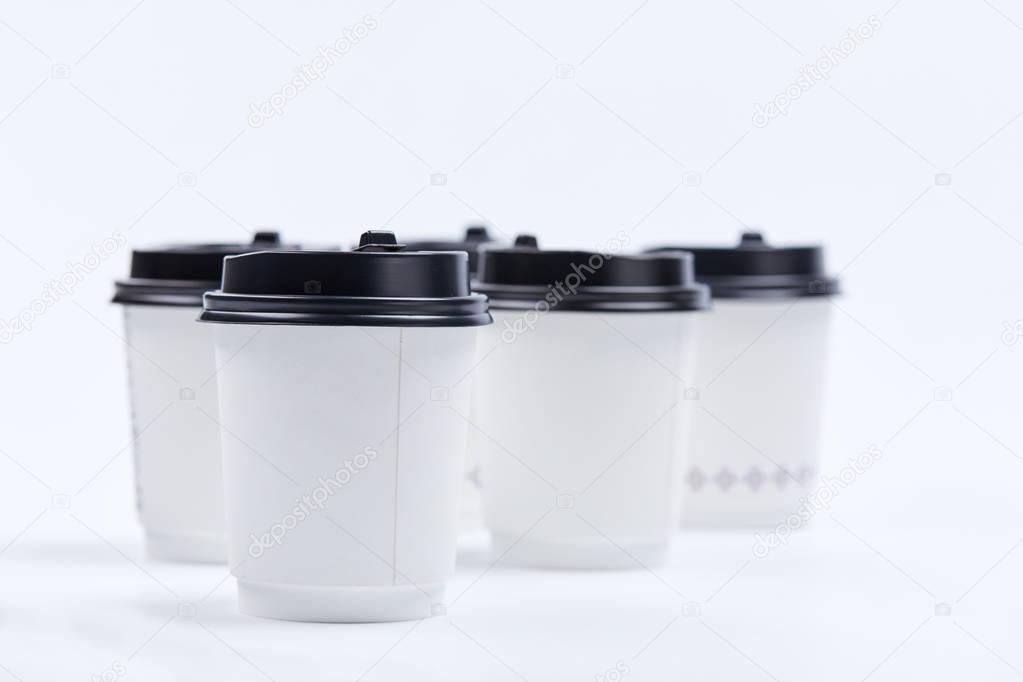 cups of coffee isolated on white background