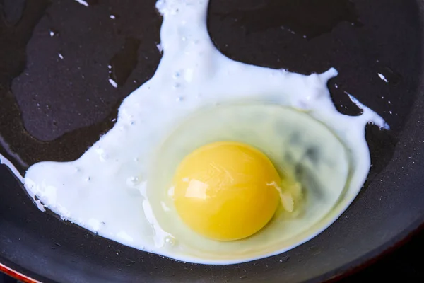 Горячее Яйцо Сковороде Крупным Планом — стоковое фото
