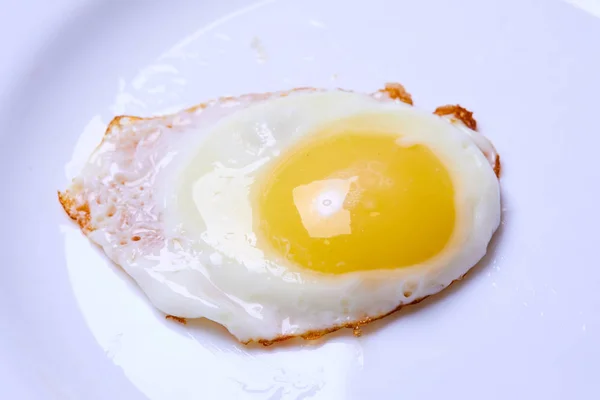 Hot Fried Egg Plate Close — Stock Photo, Image