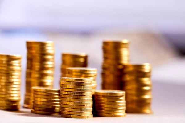 Stacks Golden Coins Money Concept — Stock Photo, Image