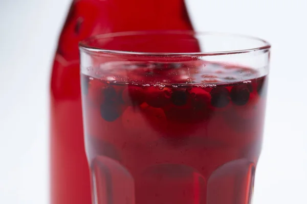 Cold Sweet Berry Drink Glass Close — Stock Photo, Image
