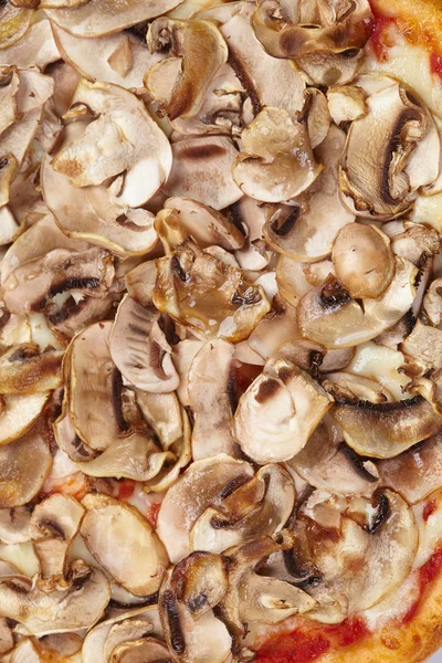 Pizza Saborosa Quente Com Cogumelos Close — Fotografia de Stock