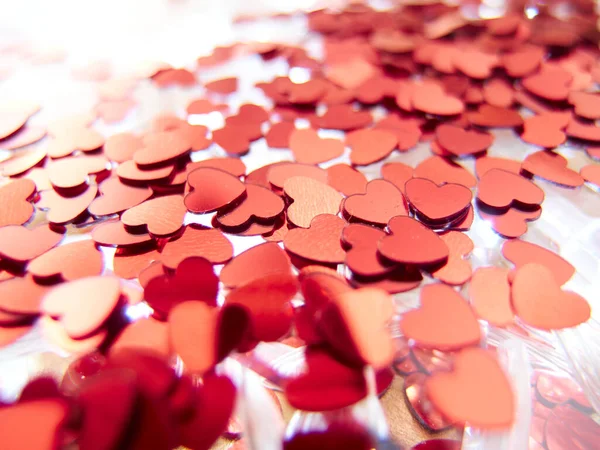 Close View Bright Red Hearts Confetti — Stock Photo, Image