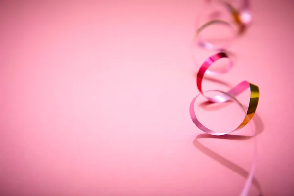 Holiday Colorful Ribbons Pink Background — Stock Photo, Image
