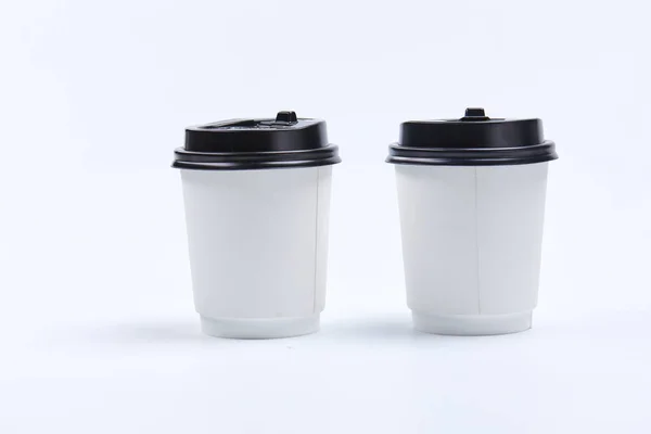 Cups Coffee Isolated White Background Close View — Stock Photo, Image