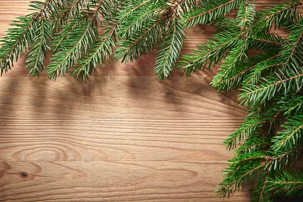 Julkort Med Träd Grenar Trä Bakgrund — Stockfoto