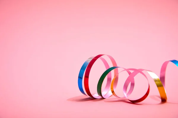 Holiday Colorful Ribbons Pink Background — Stock Photo, Image