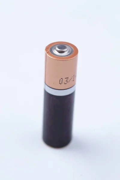 Batteri Isoleret Hvid Baggrund Tæt Visning - Stock-foto