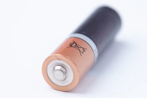 Batteri Isoleret Hvid Baggrund Tæt Visning - Stock-foto