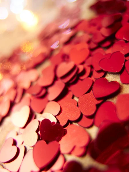 Close View Bright Red Hearts Confetti — Stock Photo, Image