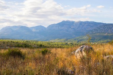 Karadağ 'daki dağ yolu güneşli bir günde
