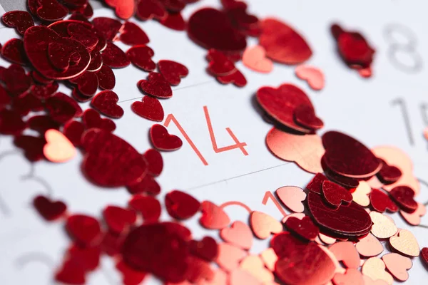 Close View Bright Red Heart Confetti Koncepcja Walentynki — Zdjęcie stockowe