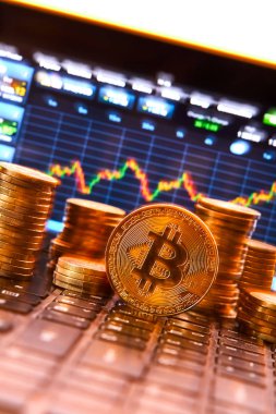 Altın Bitcoin, kripto para birimi için kavramsal resim