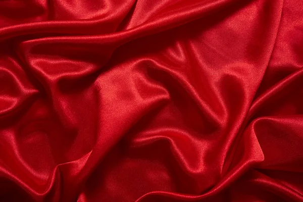 Роскошный Красный Атлас Гладкой Ткани Фона Празднования — стоковое фото