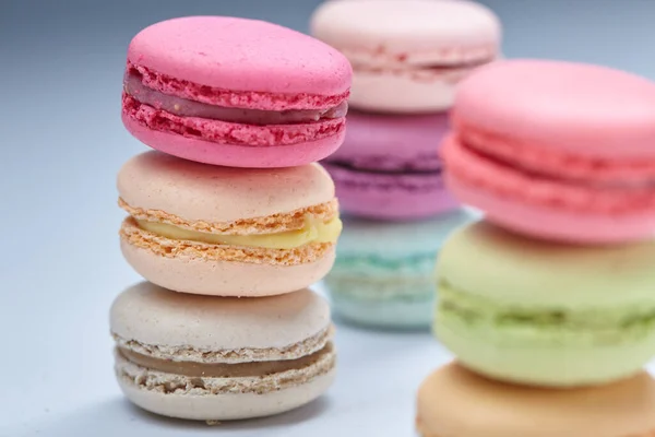 Pilha Macaroons Saborosos Coloridos Close — Fotografia de Stock