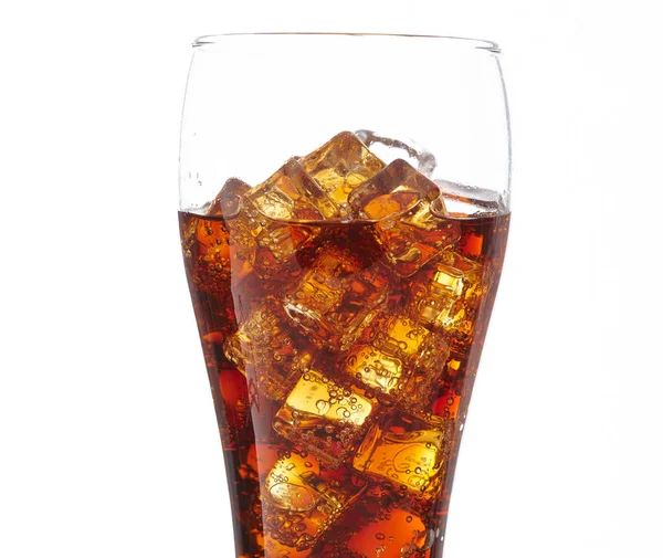 Verre Cola Froid Avec Glaçons Gros Plan — Photo