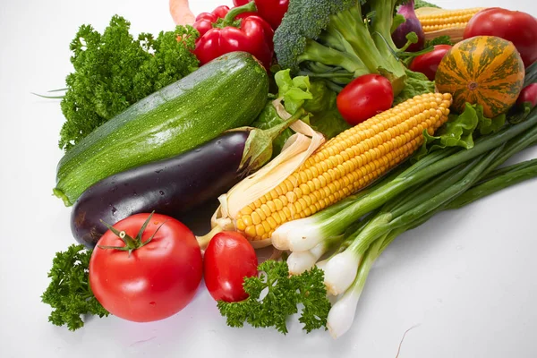 Fresh Vegetables White Background Zero Waste Concept — Stock Photo, Image