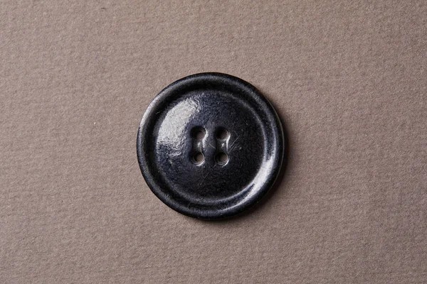 Grey Antique Button Brown Background — Stockfoto