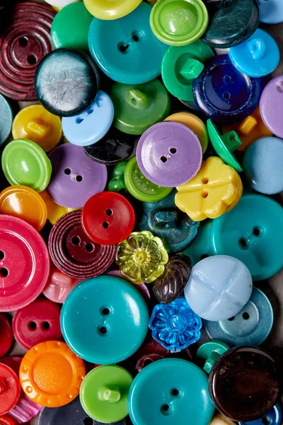 Çok Renkli Antika Düğme Koleksiyonu Yakın Görüş — Stok fotoğraf