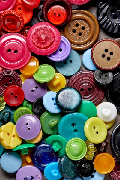 Çok Renkli Antika Düğme Koleksiyonu Yakın Görüş — Stok fotoğraf