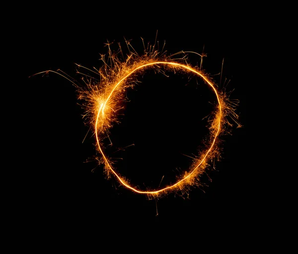 Número Zero Escrito Com Sparkler Fundo Preto — Fotografia de Stock