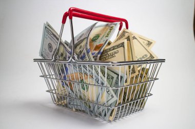 Dolar olarak alışveriş sepeti, alışveriş konsepti 