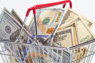 Dolar olarak alışveriş sepeti, alışveriş konsepti 