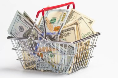 Dolar olarak alışveriş sepeti, alışveriş konsepti 