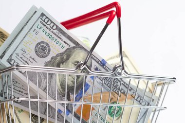 Dolar olarak alışveriş sepeti, alışveriş konsepti 