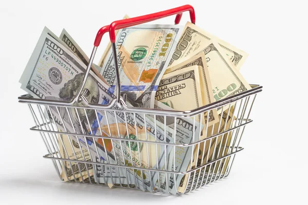 Dollars Shopping Basket Shopping Concept — Stock Photo, Image