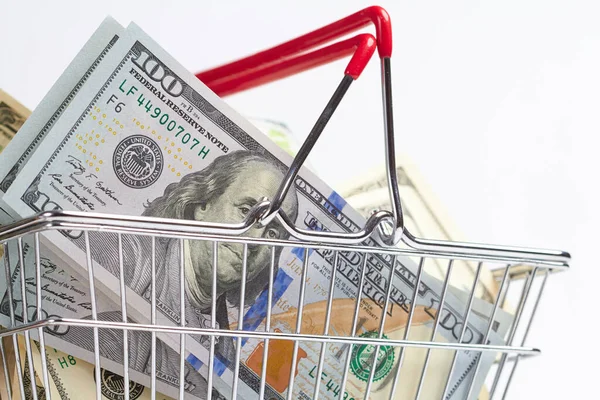 Dollars Shopping Basket Shopping Concept — Stock Photo, Image