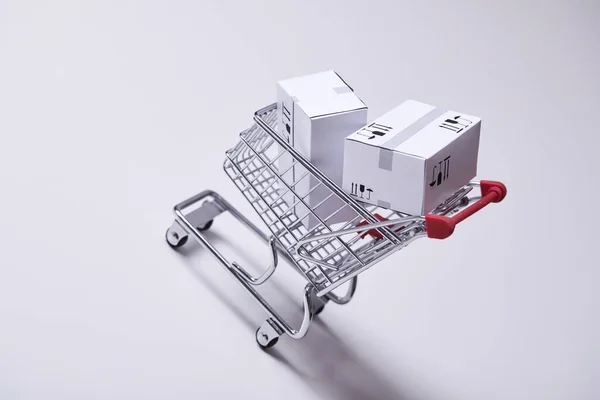 Shopping Trolley Boxes Shopping Concept — Stock Photo, Image