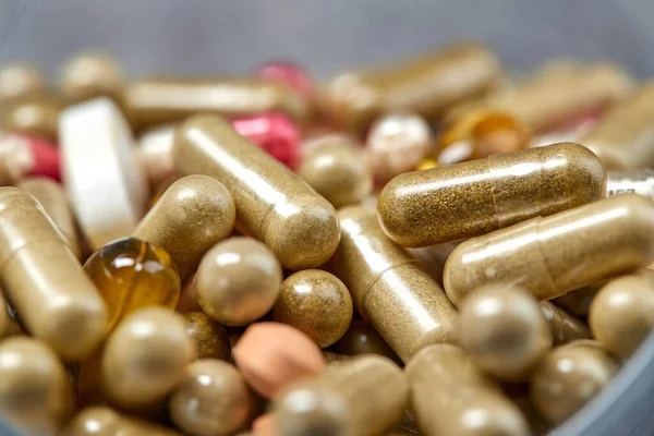 Pillen Capsules Grijze Ondergrond — Stockfoto