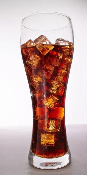 Cola Med Isbitar Glas Närvy — Stockfoto