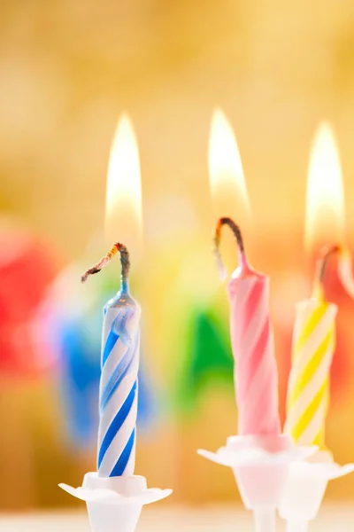 Birthday Candles Yellow Background Close View — Stock Photo, Image