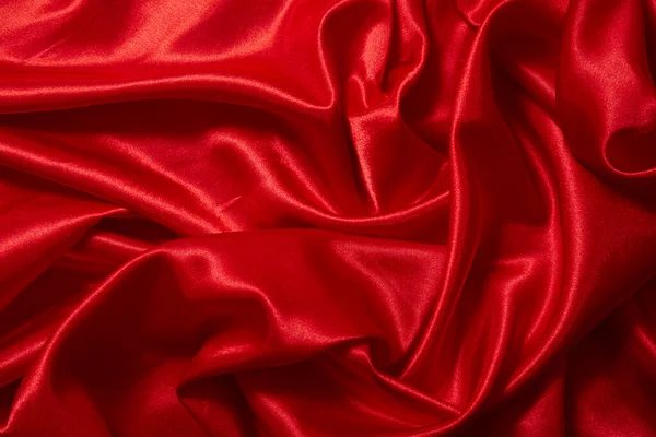 Luxusní Červené Saténové Hladké Tkaniny Pozadí Pro Oslavu — Stock fotografie