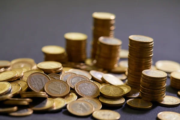 Monedas Euros Apiladas Mesa Concepto Dinero — Foto de Stock