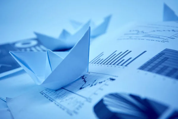 Paper Boats Documents Buissines Concept — Stock Photo, Image