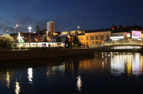 Ночная сцена в Мальме, Швеция — стоковое фото