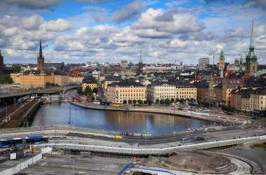 Stockholm, İsveç - 20 Ağustos 2016: Hava görünümünü Stockholm fr