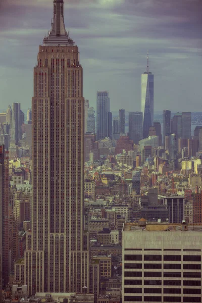 Uitzicht Het Empire State Building Lower Manhattan Vanaf Top Rock — Stockfoto